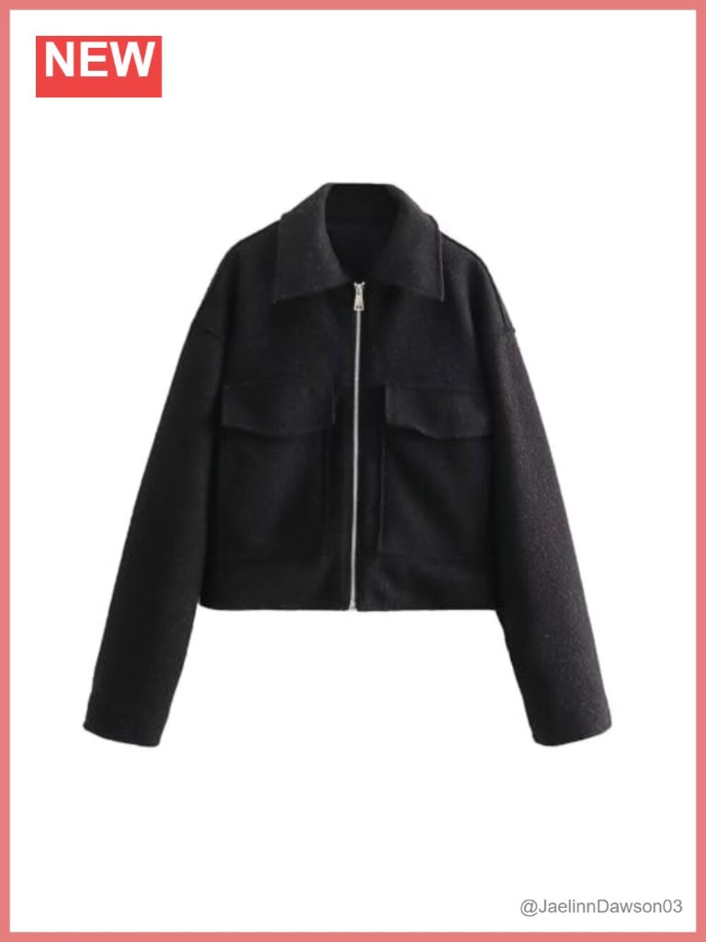 Women's Loose Casual Woolen Jacket Short Zip